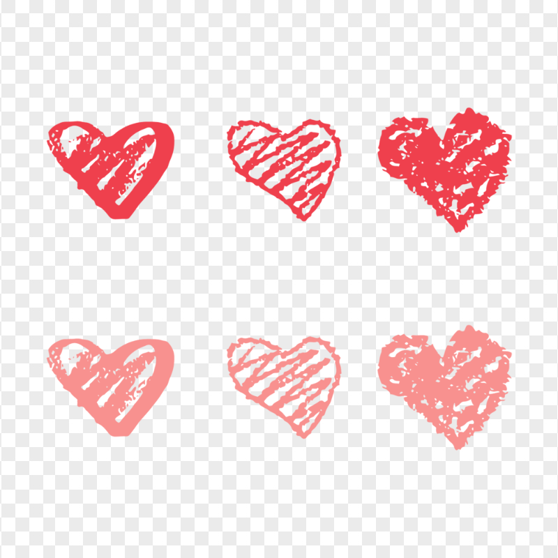 Group Of Red Chalk Hearts PNG