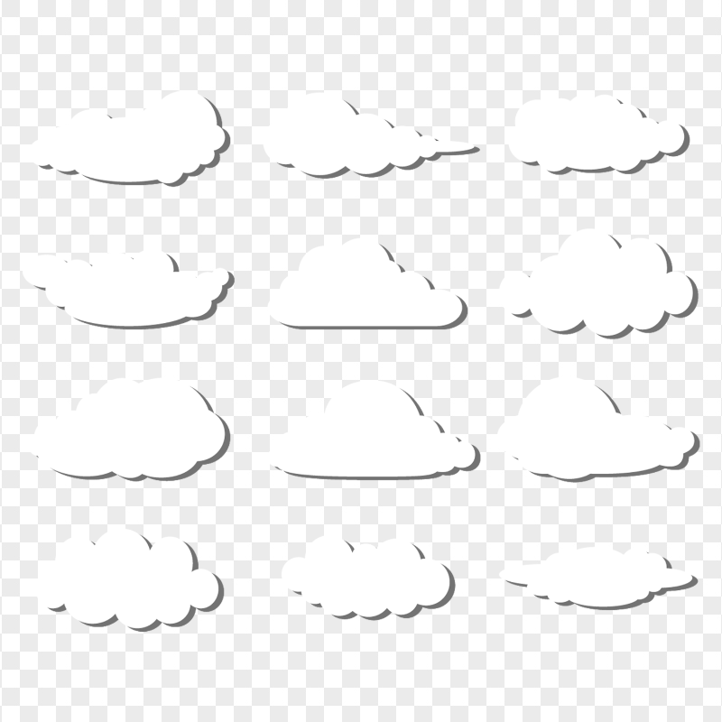 Group Of White Vector Clouds PNG