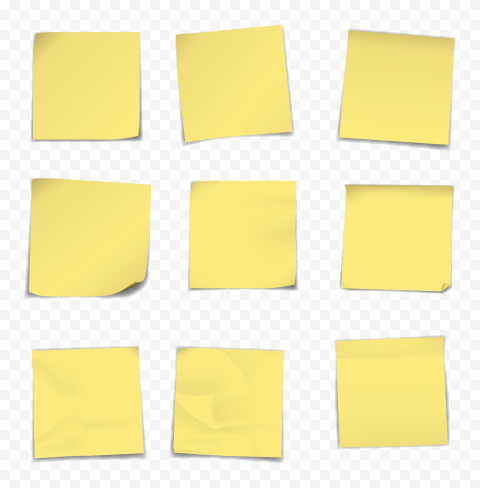 Group Of Yellow Paper Sticky Notes HD PNG