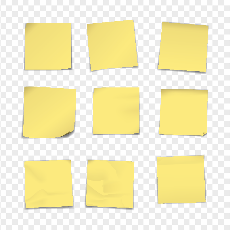 Group Of Yellow Paper Sticky Notes HD PNG
