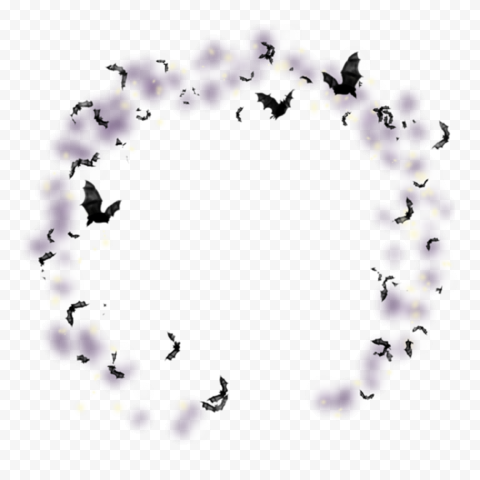 Halloween Flying Horror Bats On Circle Shape HD PNG