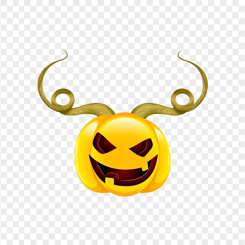 Halloween Pumpkin With Horns Cartoon Illustration