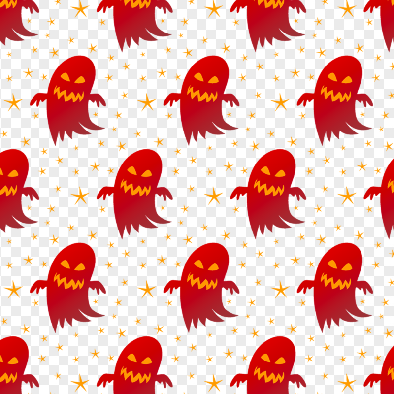 Halloween Red Cartoon Ghosts Seamless Pattern