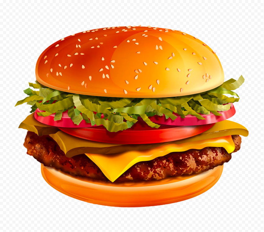 Hamburger Cheeseburger Realistic Illustration HD PNG