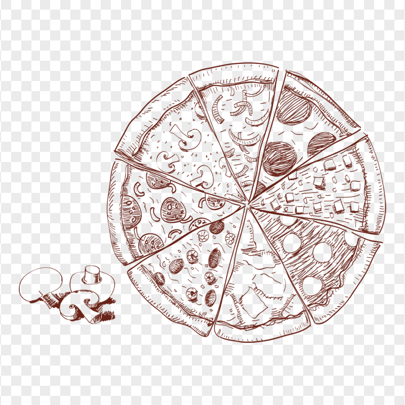 Hand Drawn Pizza Toppings Vector Sketch Transparent PNG