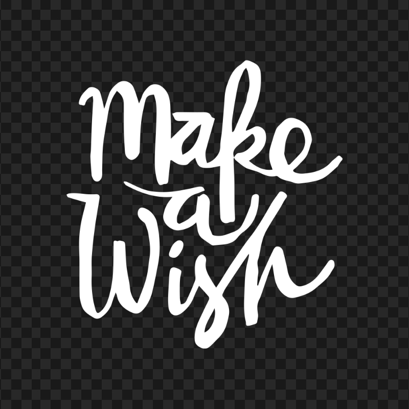 Handwriting Make A Wish White Word PNG