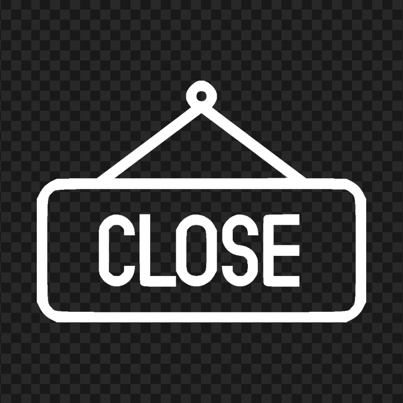 Hanging Close Door White Sign Transparent Background