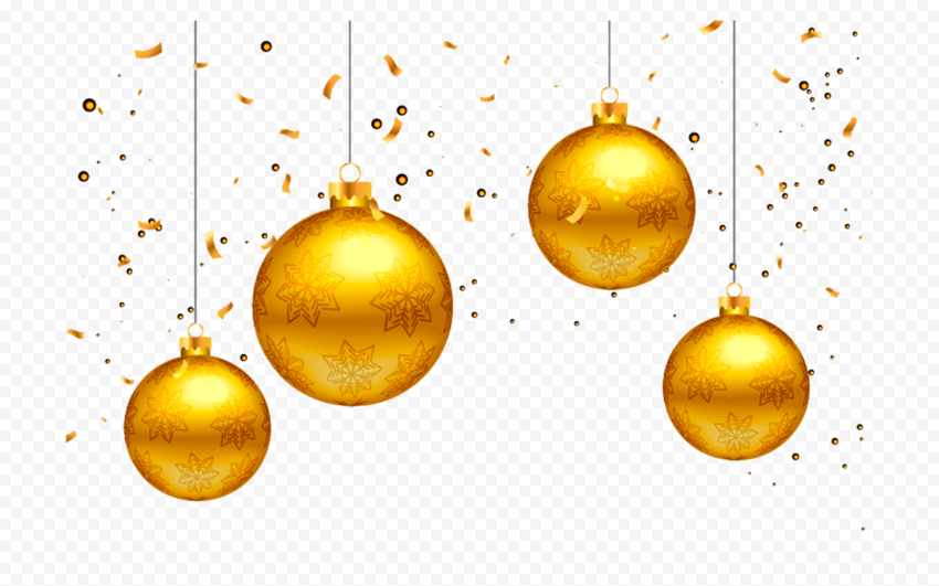 Hanging Gold Ornaments Bauble With Confetti PNG Image Citypng