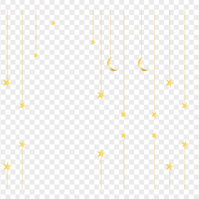 Hanging Gold Yellow Ramadan Moon Stars Decor