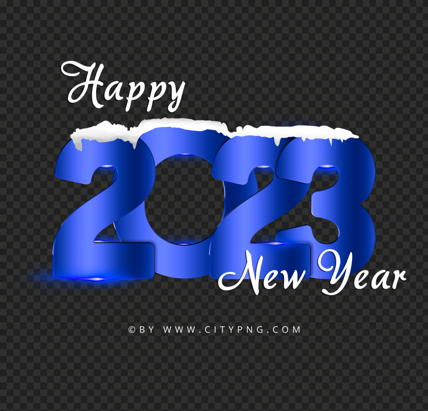 Happy 2023 New Year Blue Snowy Design HD PNG