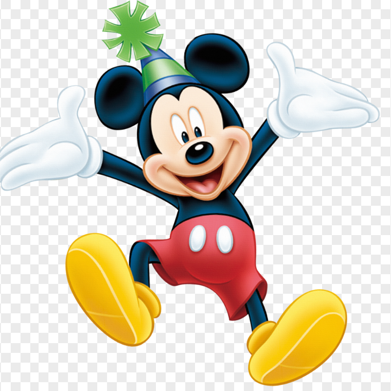 Happy Mickey Mouse With Birthday Hat PNG