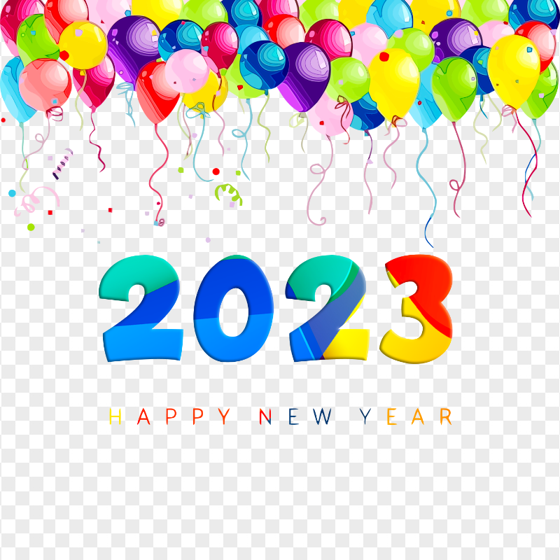 Happy New Year 2023 With Balloons HD PNG