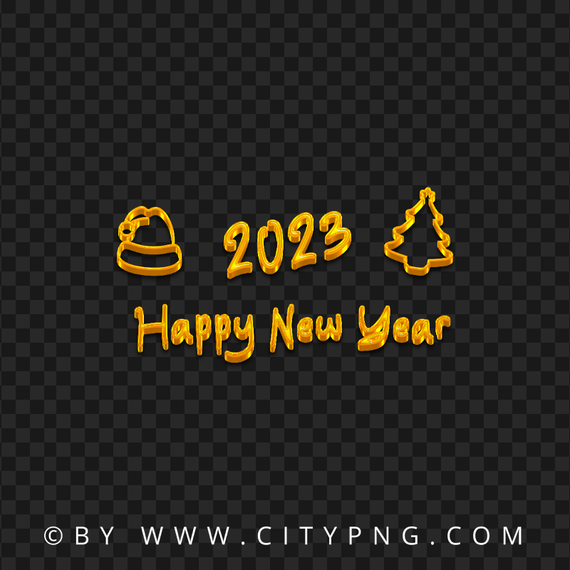 Happy New Year 2023 Yellow Design PNG