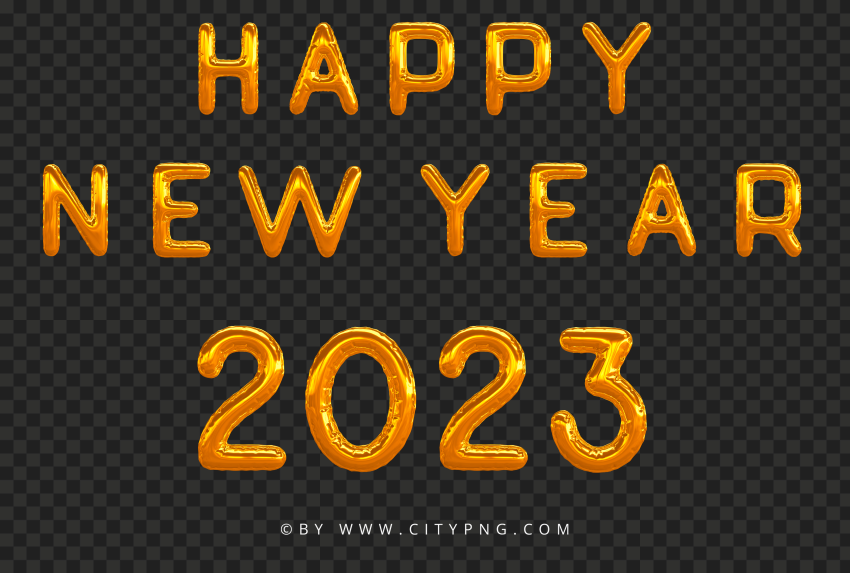 Happy New Year 2023 Yellow Gold Balloons HD PNG