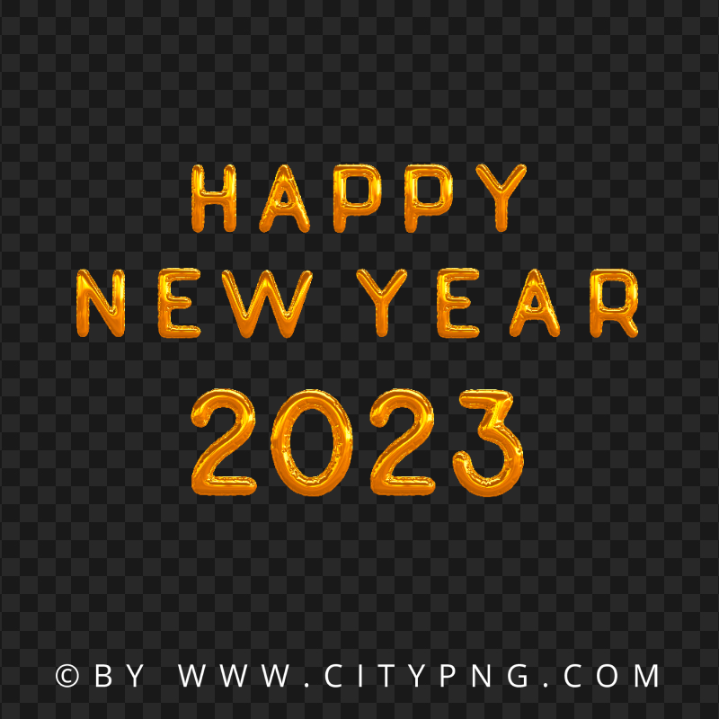 Happy New Year 2023 Yellow Gold Balloons HD PNG