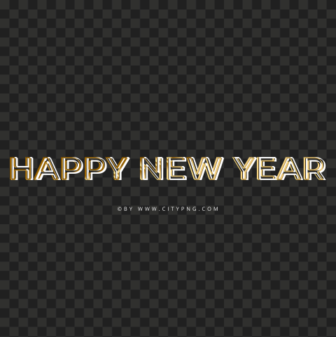Happy New Year Text Lettering Gold And White Design PNG
