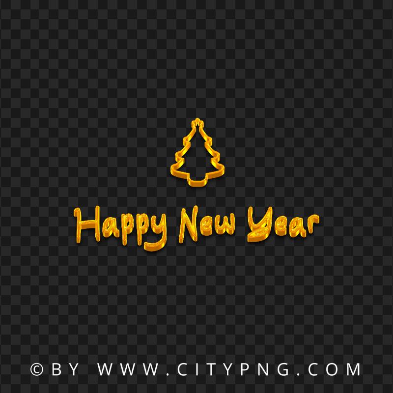 Happy New Year Yellow Design FREE PNG