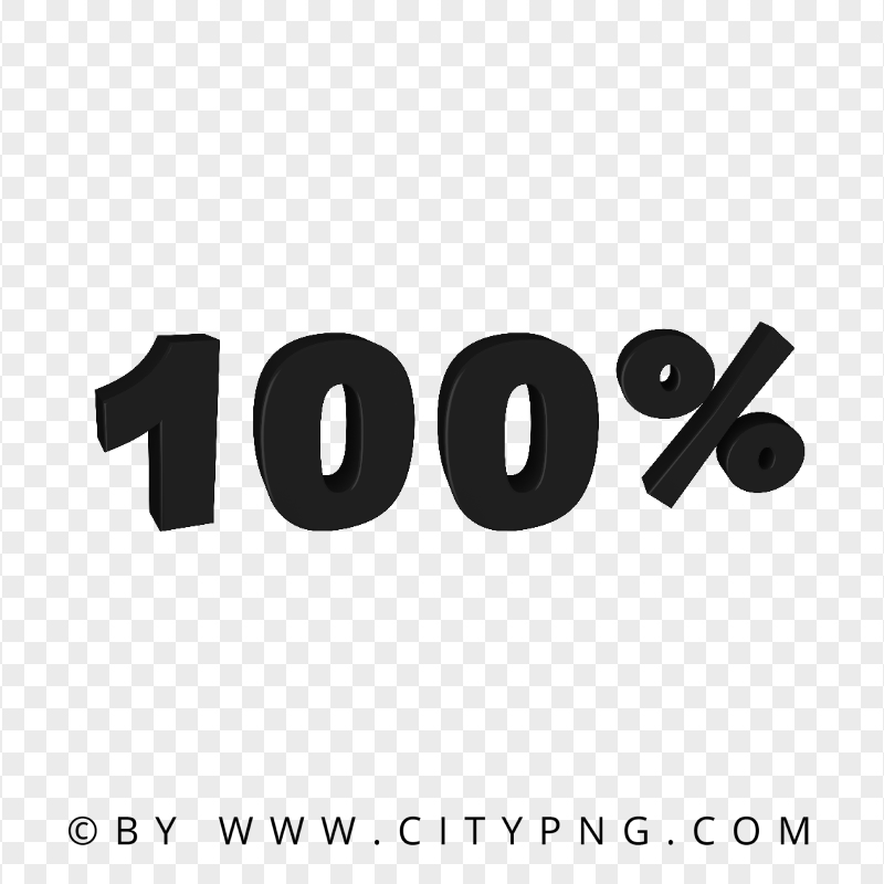 HD 100% One Hundred Percent Black 3D Text PNG