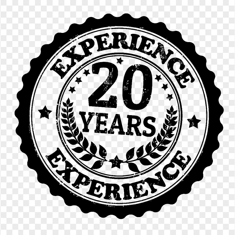 HD 20 Years Experience Black Stamp PNG