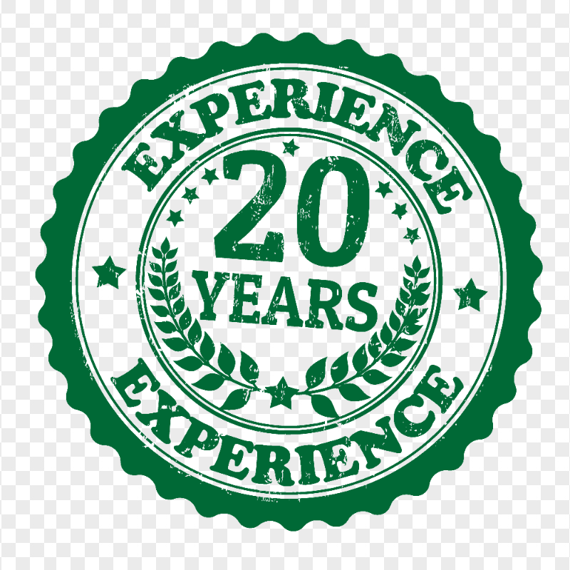 HD 20 Years Experience Green Stamp PNG
