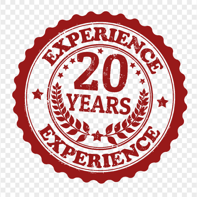 HD 20 Years Experience Red Stamp PNG