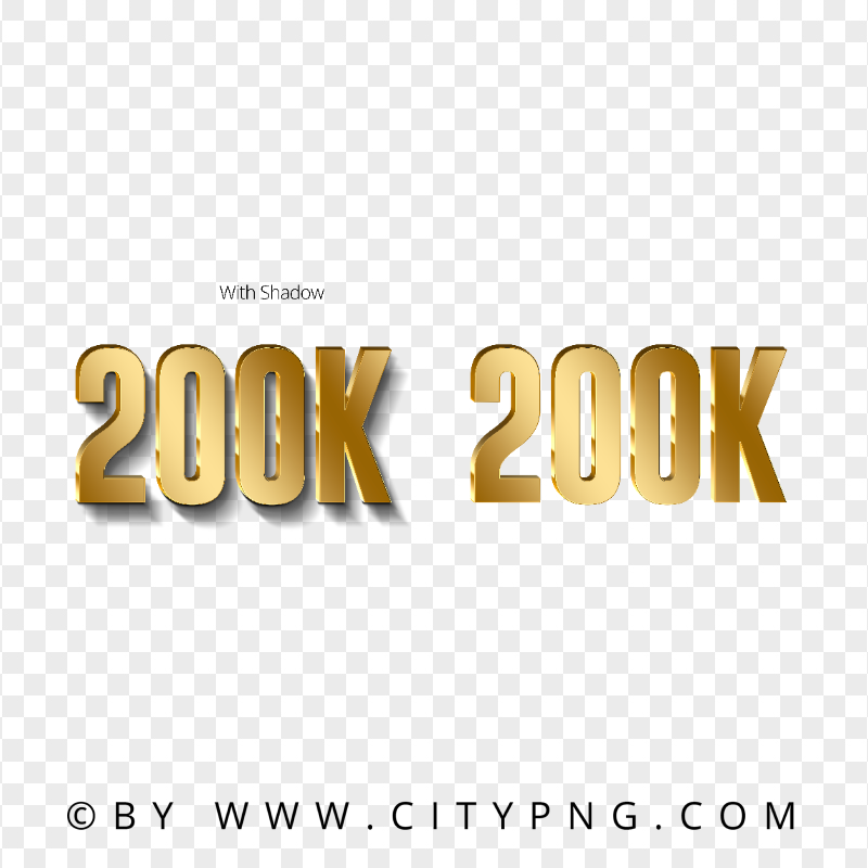 HD 200K Gold Number Text Transparent PNG