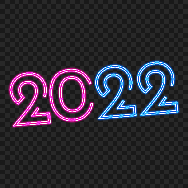HD 2022 Blue & Pink Neon Text PNG