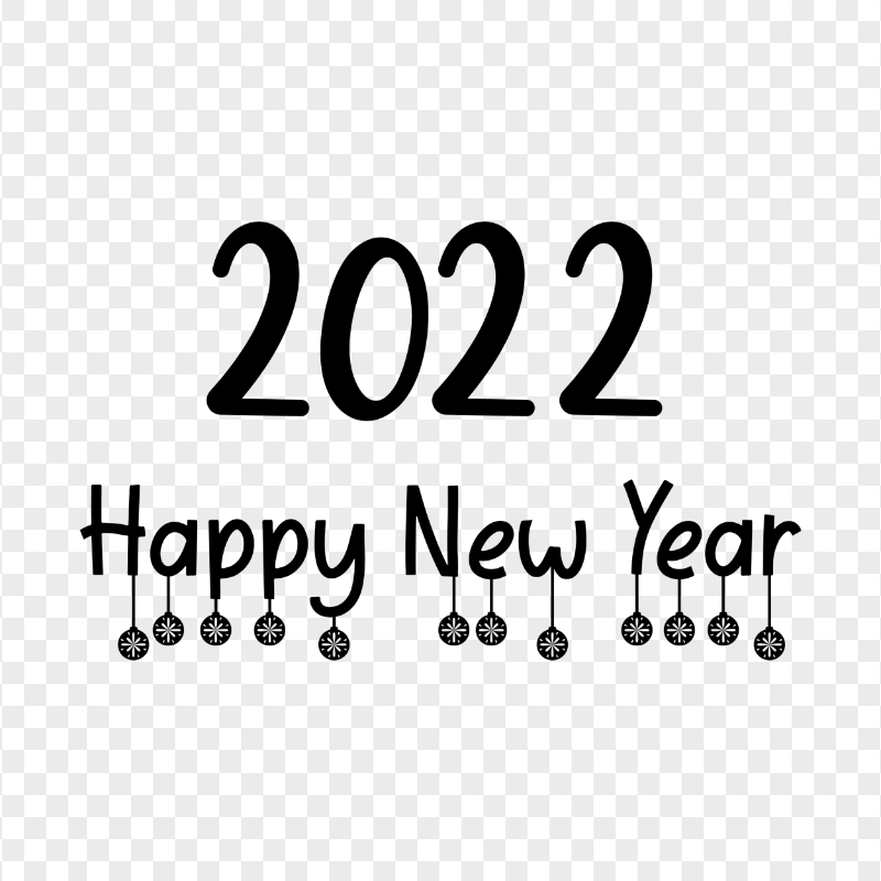 HD 2022 Happy New Year Black Text Logo PNG