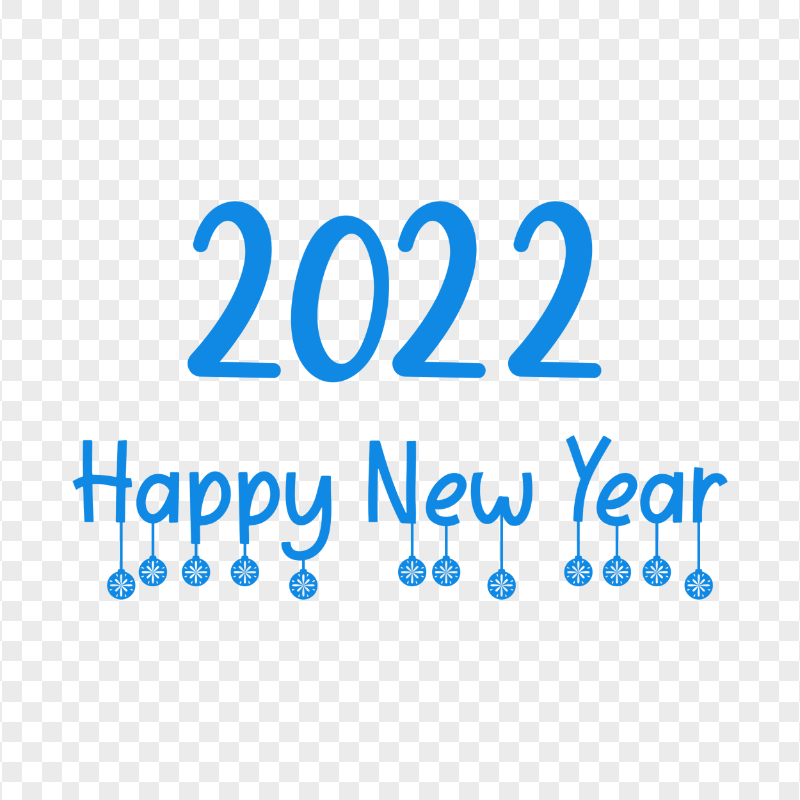HD 2022 Happy New Year Blue Text Logo PNG