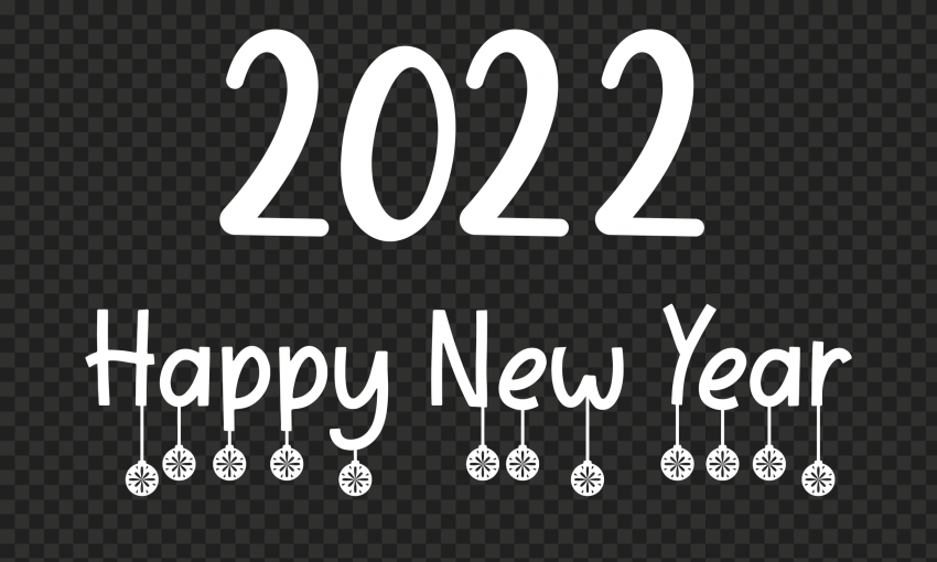 HD 2022 Happy New Year White Text Logo PNG