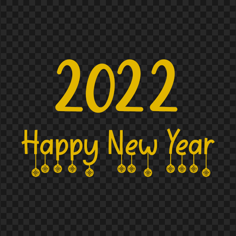 HD 2022 Happy New Year Yellow Text Logo PNG