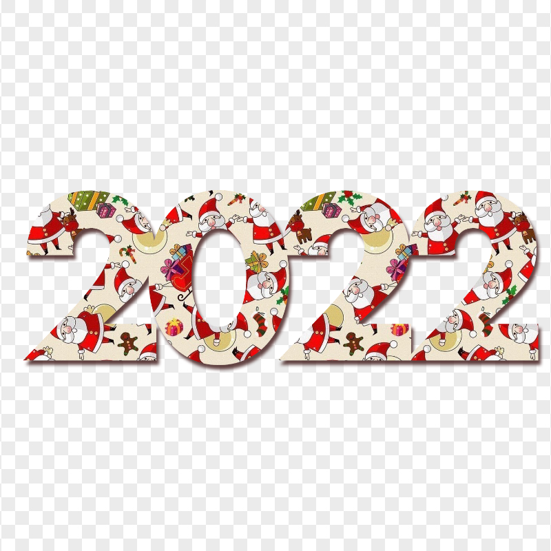 HD 2022 Text Cartoon Santa Claus Theme PNG