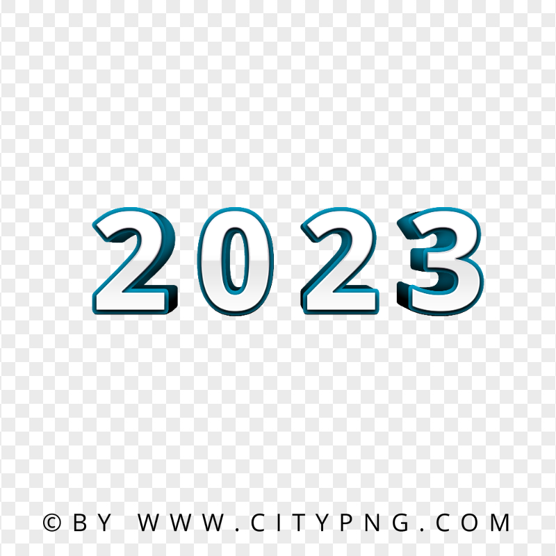 HD 2023 Blue 3D Text Logo PNG