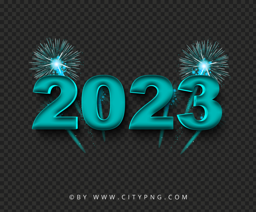 HD 2023 Blue Fireworks Transparent PNG
