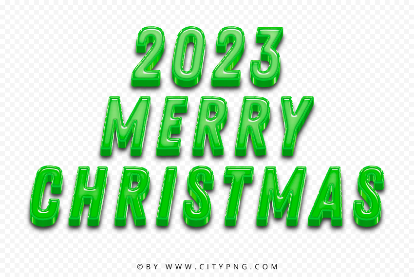 HD 2023 Merry Christmas Green Text Transparent PNG