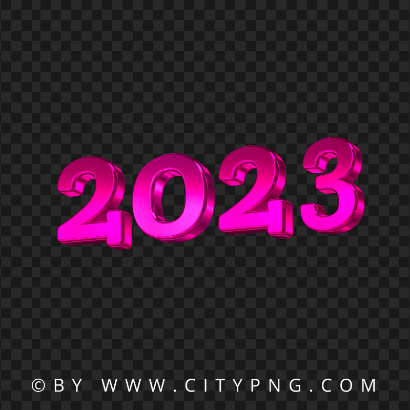 HD 2023 New Year 3D Pink Logo Text Transparent PNG