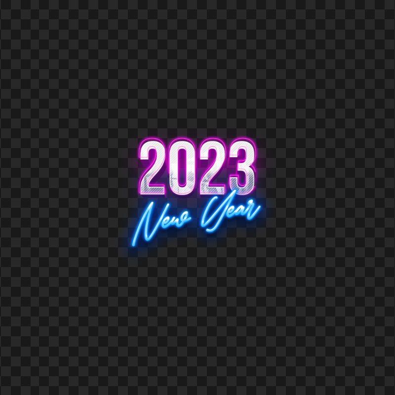 HD 2023 New Year Neon Style Text PNG