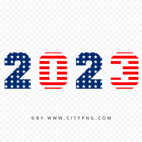 HD 2023 Text Numbers American Flag Style PNG