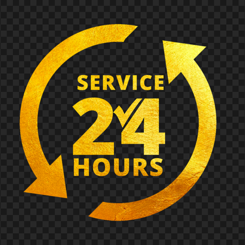 HD 24 Hours Service Gold Logo Icon Sign PNG