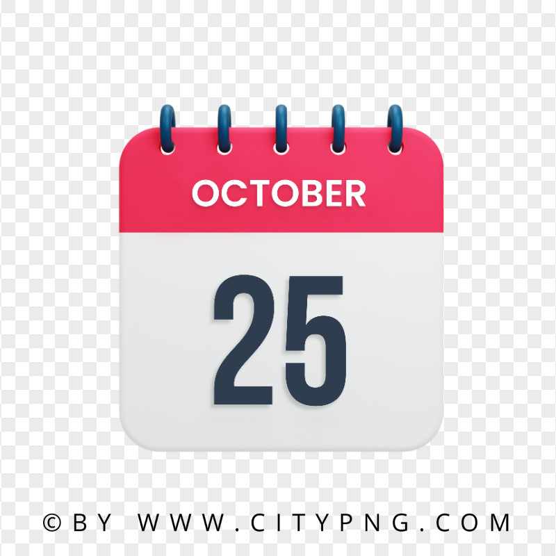 HD 25th October Date Vector Calendar Icon Transparent PNG