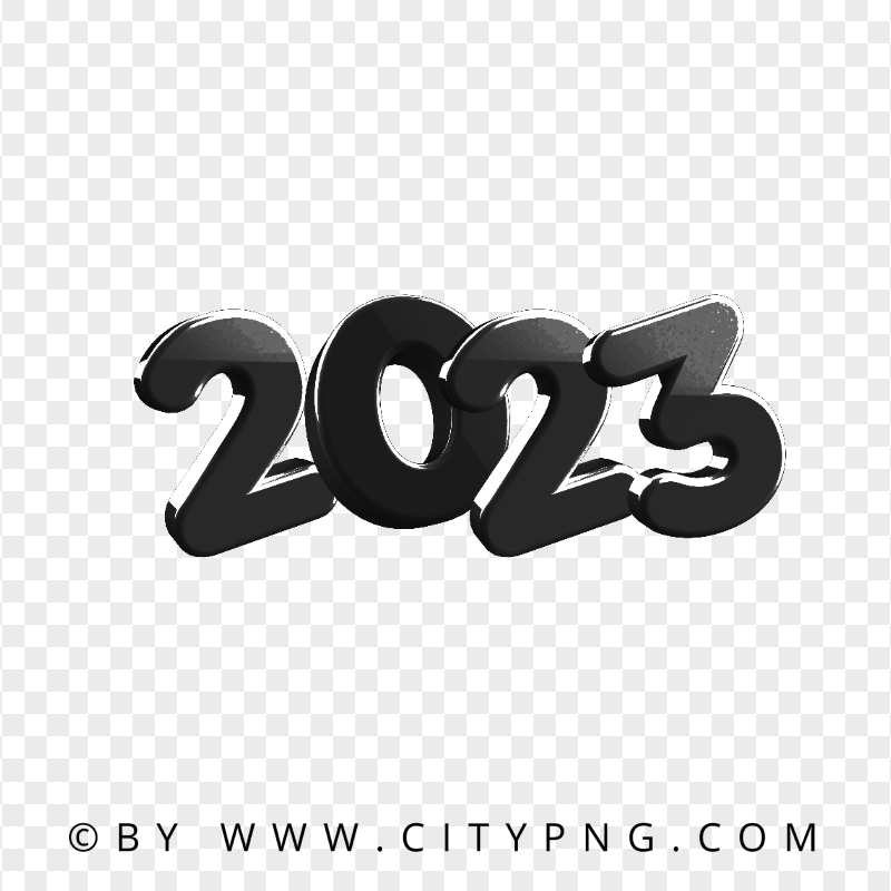 HD 3D Black 2023 Text Numbers PNG