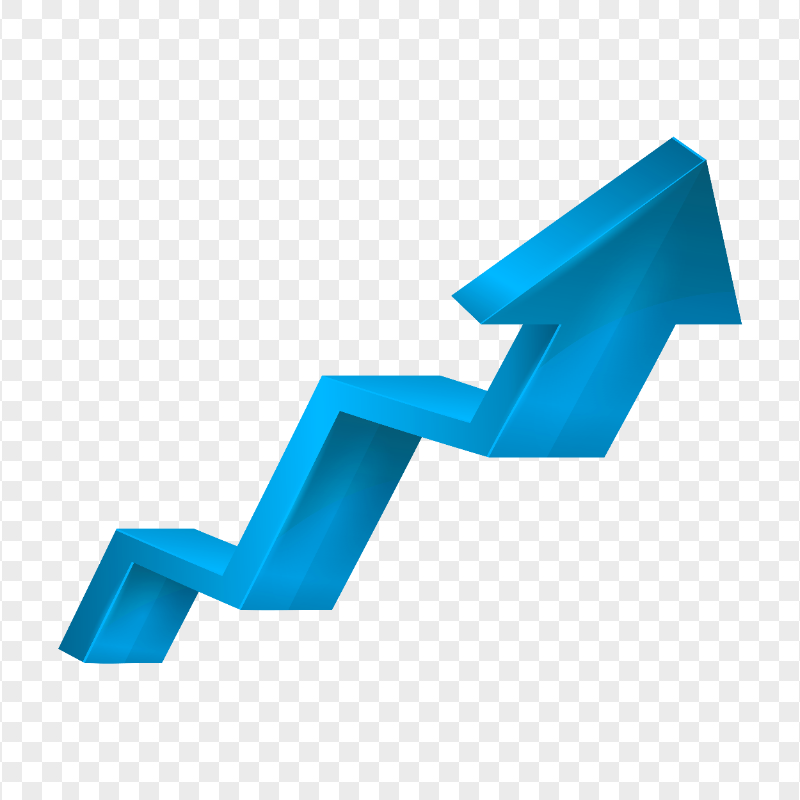 HD 3D Blue Increase Development Growth Arrow Up Right PNG