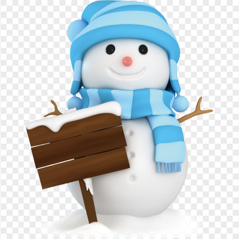 HD 3D Cartoon Snowman With Blue Winter Beanie PNG