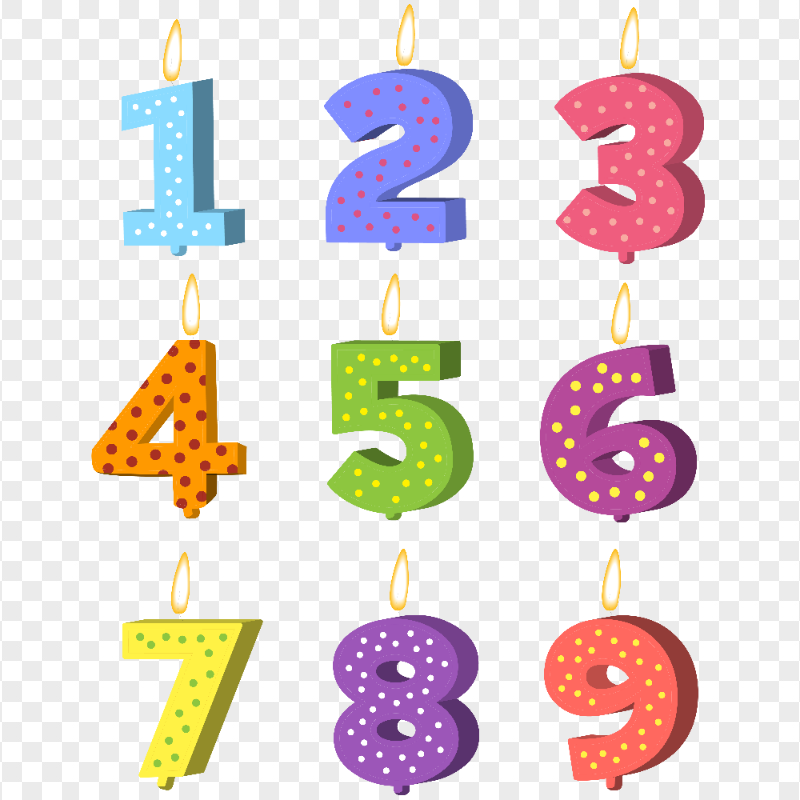 HD 3D Colorful Birthday Anniversary Numbers PNG