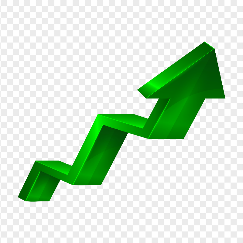 HD 3D Green Increase Growth Arrow Up Right PNG