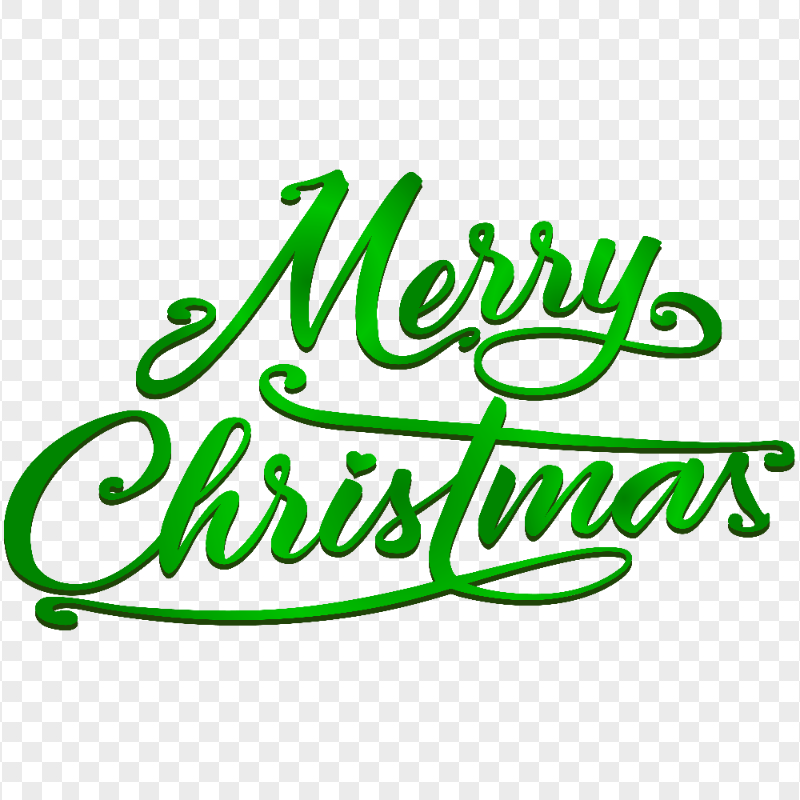 HD 3D Green Merry Christmas Calligraphy Text Logo PNG