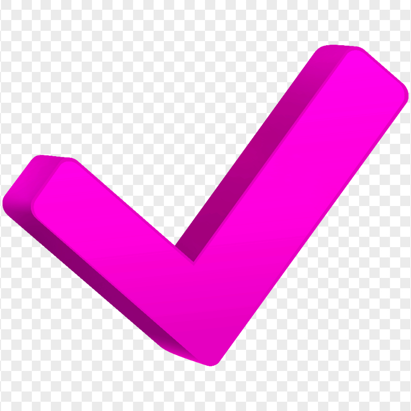 HD 3D Pink Check Tick Mark Icon Symbol PNG