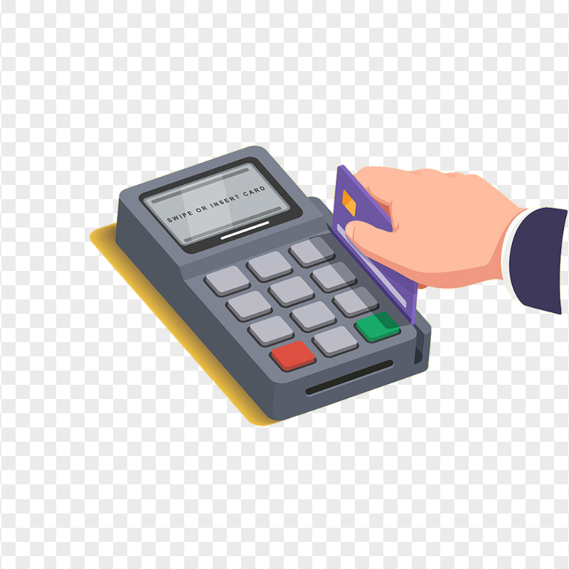 HD 3D POS Credit Card Machine Cartoon Icon PNG
