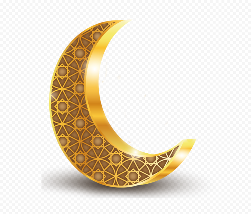 HD 3D Ramadan Gold Crescent Moon PNG
