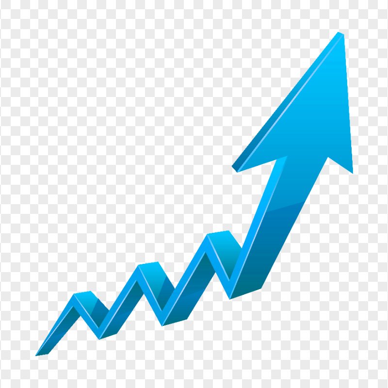 HD 3D Upward Growth Blue Arrow PNG